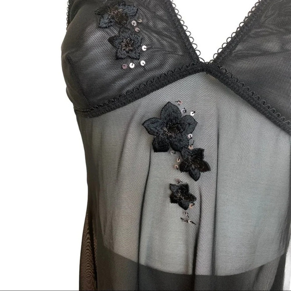 LaSenza  Black Baby Doll Lingerie Size Small Floral - Picture 4 of 12